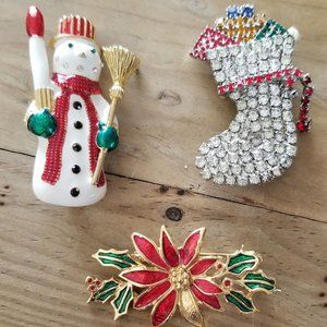 Bundle of 3 Christmas Brooches